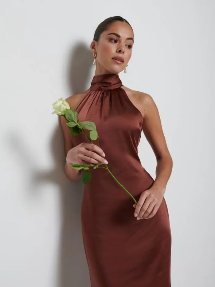 Pretty Lavish Bridesmaid Dresses Women Odelle Maxi Bridesmaid Dress Matte Mahogany