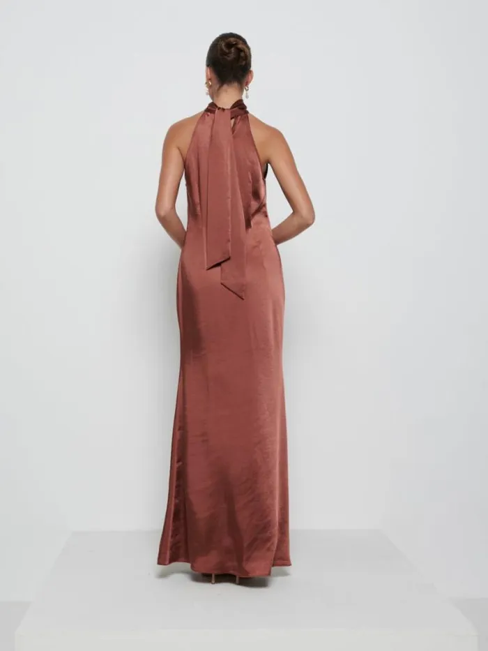 Pretty Lavish Bridesmaid Dresses Women Odelle Maxi Bridesmaid Dress Matte Mahogany