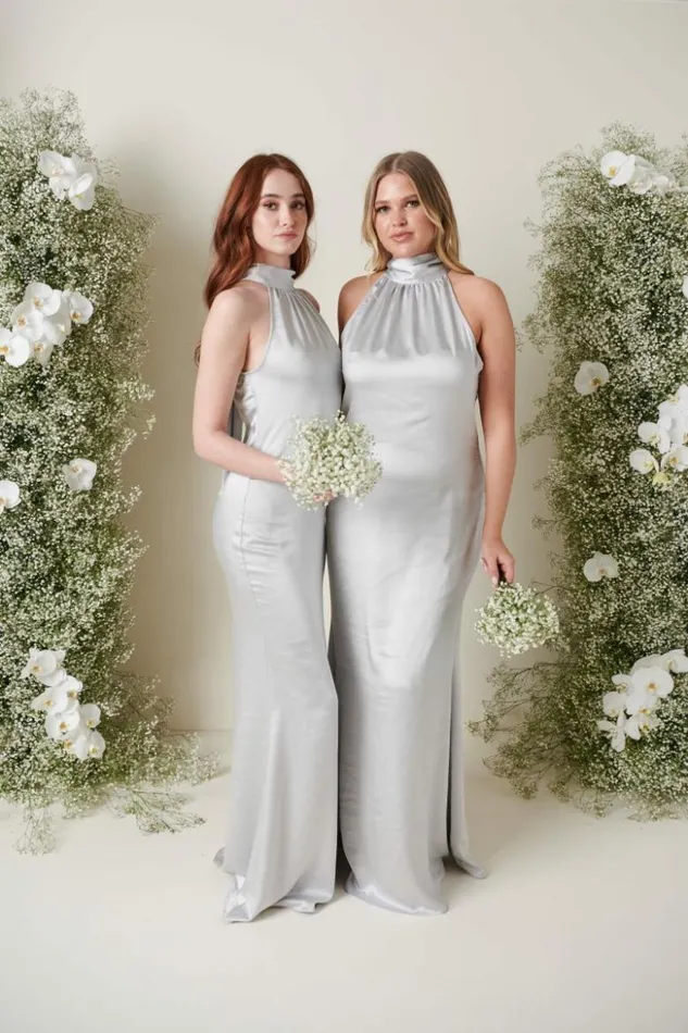 Pretty Lavish Bridesmaid Dresses Women Odelle Maxi Bridesmaid Dress Silver