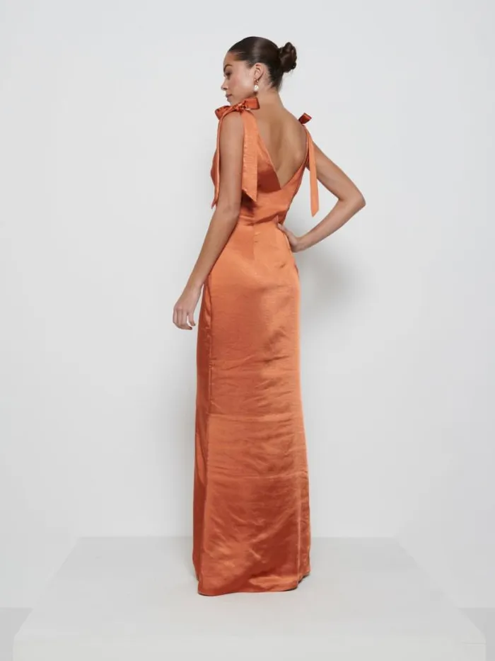 Pretty Lavish Bridesmaid Dresses Women Piper Tie Maxi Bridesmaid Dress Copper