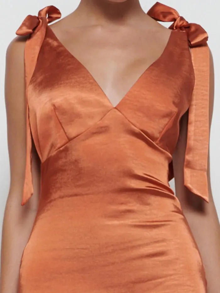Pretty Lavish Bridesmaid Dresses Women Piper Tie Maxi Bridesmaid Dress Copper