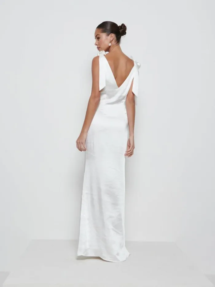 Pretty Lavish Bridesmaid Dresses Women Piper Tie Maxi Bridesmaid Dress Ivory