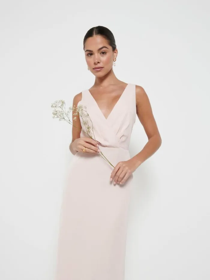 Pretty Lavish Bridesmaid Dresses Women Silva Wrap Maxi Bridesmaid Dress Blush
