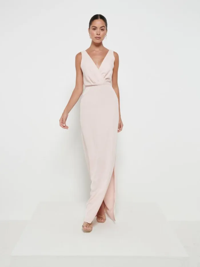 Pretty Lavish Bridesmaid Dresses Women Silva Wrap Maxi Bridesmaid Dress Blush