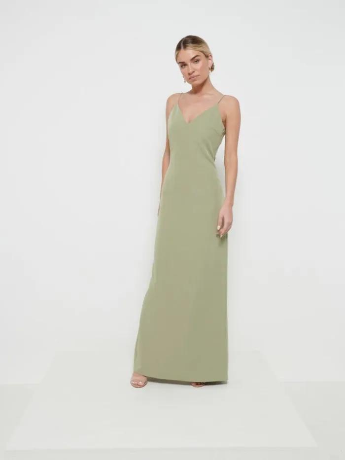 Pretty Lavish Bridesmaid Dresses Women Tillie VNeck Maxi Bridesmaid Dress Olive