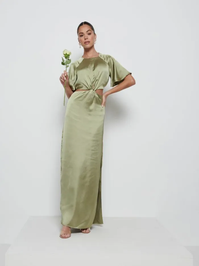 Pretty Lavish Bridesmaid Dresses Women Zara Twist Knot Bridesmaid Dress Olive