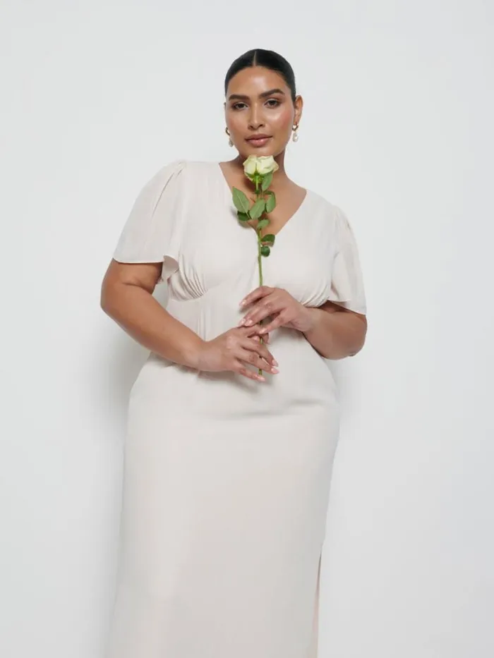 Pretty Lavish Chiffon Bridesmaid Dresses Women Edie Chiffon Maxi Bridesmaid Dress Curve Champagne
