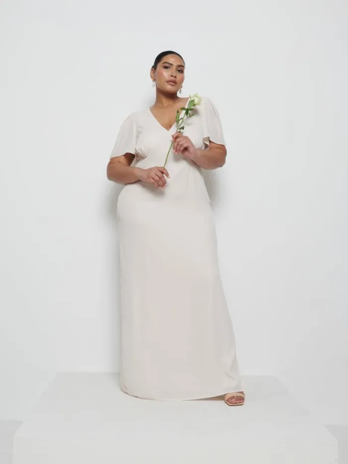 Pretty Lavish Chiffon Bridesmaid Dresses Women Edie Chiffon Maxi Bridesmaid Dress Curve Champagne
