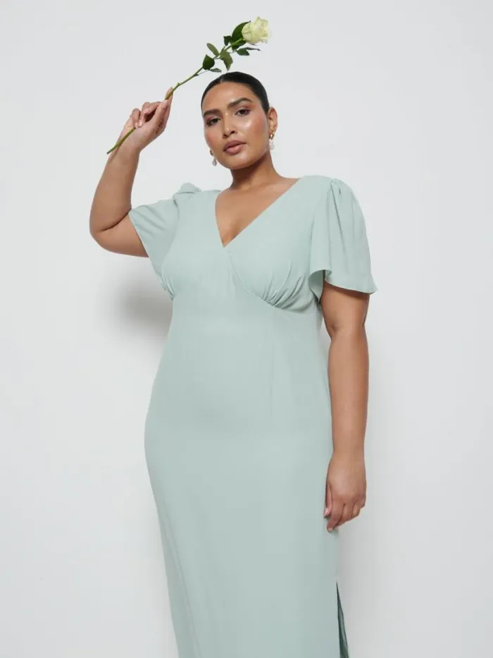 Pretty Lavish Chiffon Bridesmaid Dresses Women Edie Chiffon Maxi Bridesmaid Dress Curve Sage