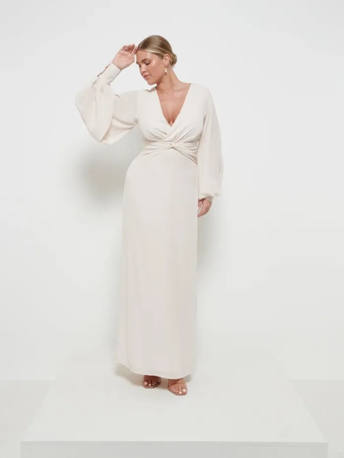 Pretty Lavish Chiffon Bridesmaid Dresses Women Nellie Knot Maxi Bridesmaid Dress Champagne