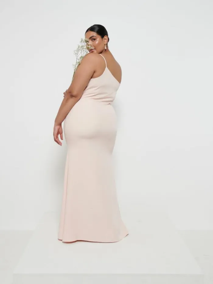 Pretty Lavish Crepe Bridesmaid Dresses Women Amelia Crepe Maxi Bridesmaid Dress Curve Blush