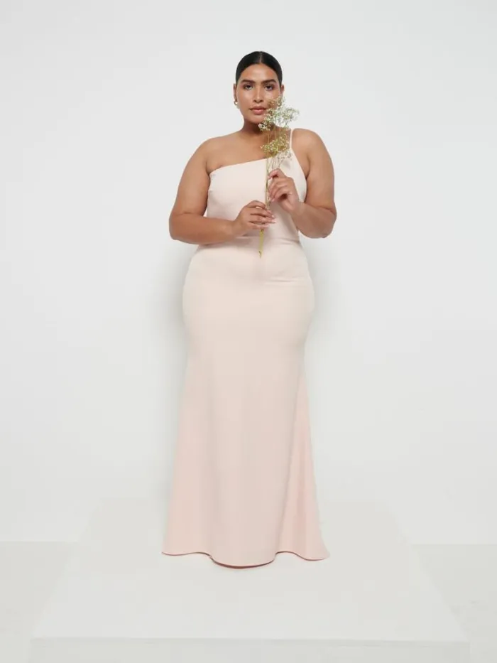 Pretty Lavish Crepe Bridesmaid Dresses Women Amelia Crepe Maxi Bridesmaid Dress Curve Blush