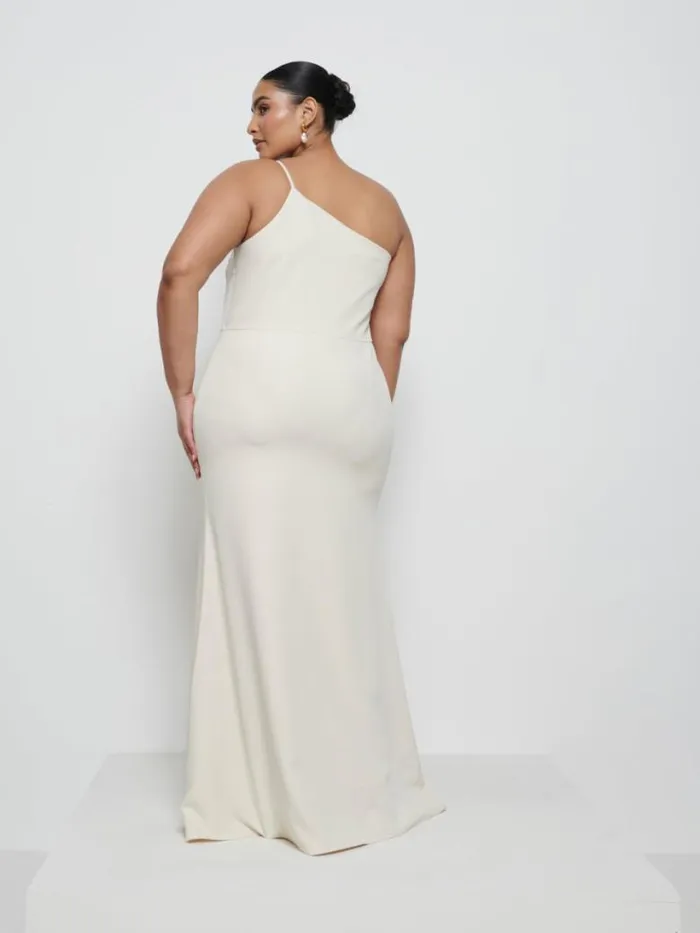 Pretty Lavish Crepe Bridesmaid Dresses Women Amelia Crepe Maxi Bridesmaid Dress Curve Champagne