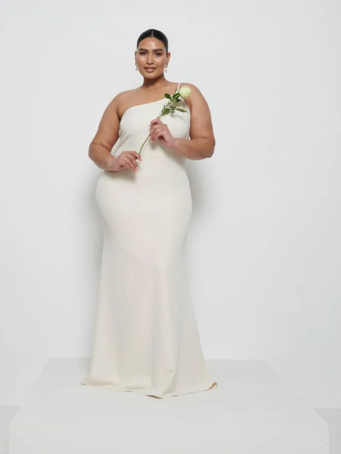 Pretty Lavish Crepe Bridesmaid Dresses Women Amelia Crepe Maxi Bridesmaid Dress Curve Champagne