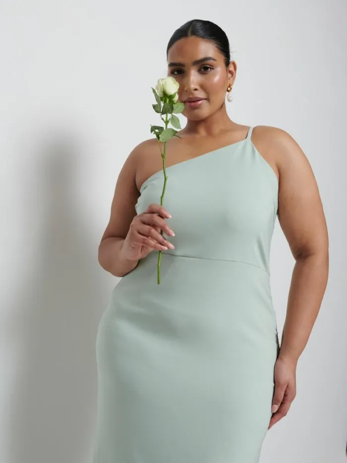 Pretty Lavish Crepe Bridesmaid Dresses Women Amelia Crepe Maxi Bridesmaid Dress Curve Sage