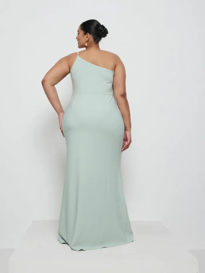 Pretty Lavish Crepe Bridesmaid Dresses Women Amelia Crepe Maxi Bridesmaid Dress Curve Sage
