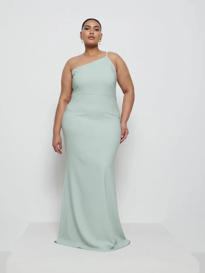Pretty Lavish Crepe Bridesmaid Dresses Women Amelia Crepe Maxi Bridesmaid Dress Curve Sage