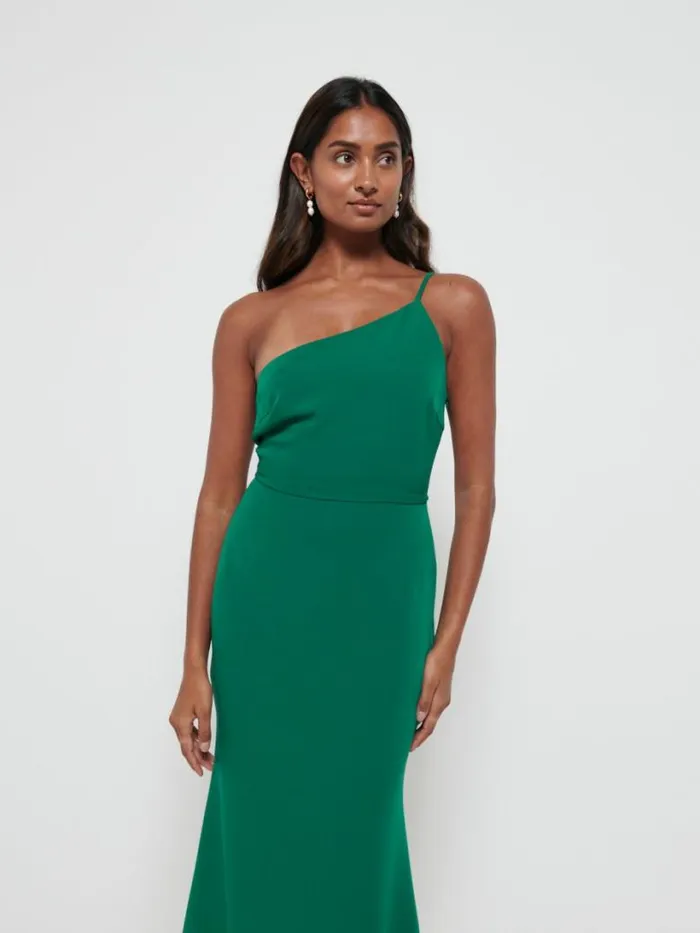 Pretty Lavish Crepe Bridesmaid Dresses Women Amelia Crepe Maxi Bridesmaid Dress Emerald