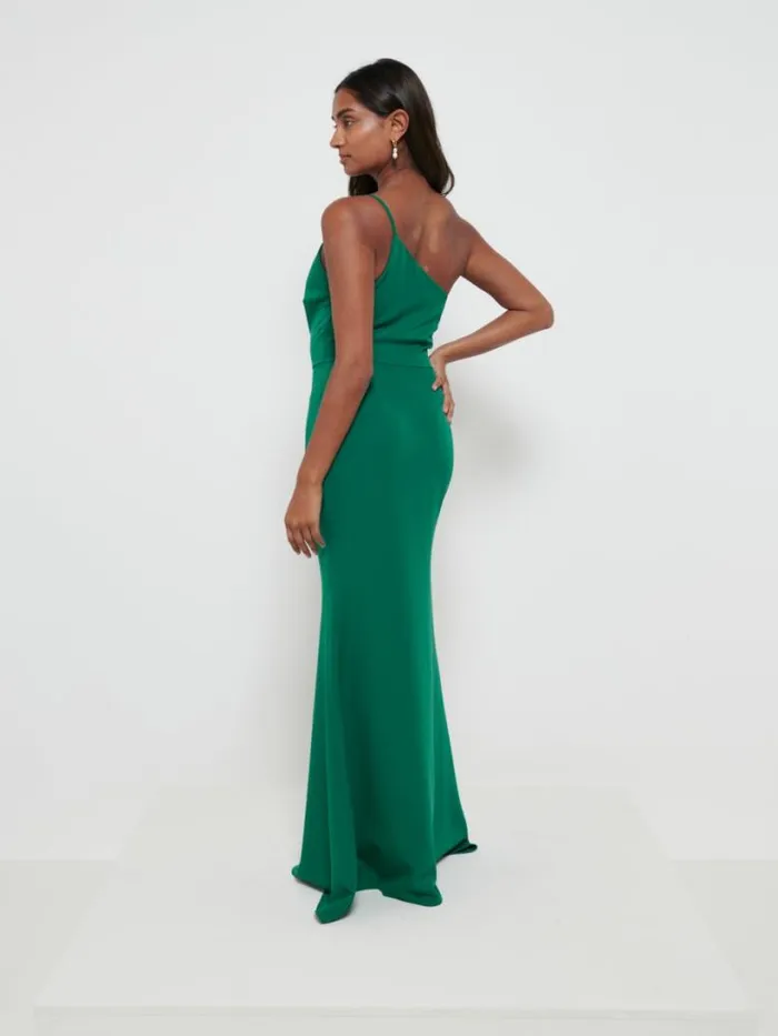 Pretty Lavish Crepe Bridesmaid Dresses Women Amelia Crepe Maxi Bridesmaid Dress Emerald