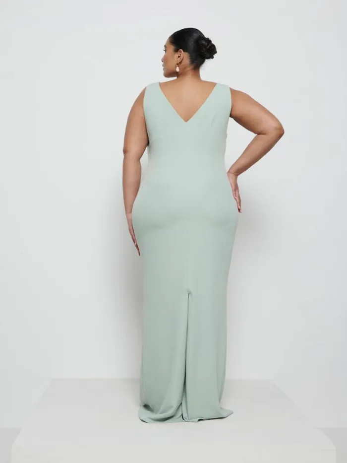 Pretty Lavish Crepe Bridesmaid Dresses Women Esmee Crepe Maxi Bridesmaid Dress Curve Sage