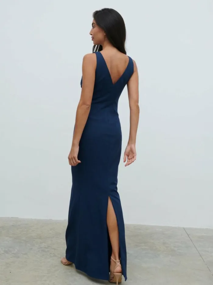 Pretty Lavish Crepe Bridesmaid Dresses Women Esmee Crepe Maxi Bridesmaid Dress Navy