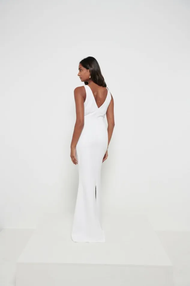 Pretty Lavish Crepe Bridesmaid Dresses Women Esmee Crepe Maxi Dress Ivory