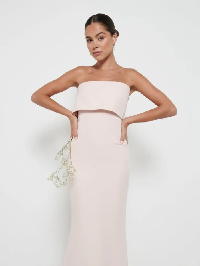 Pretty Lavish Crepe Bridesmaid Dresses Women Julia Crepe Maxi Bridesmaid Dress Blush