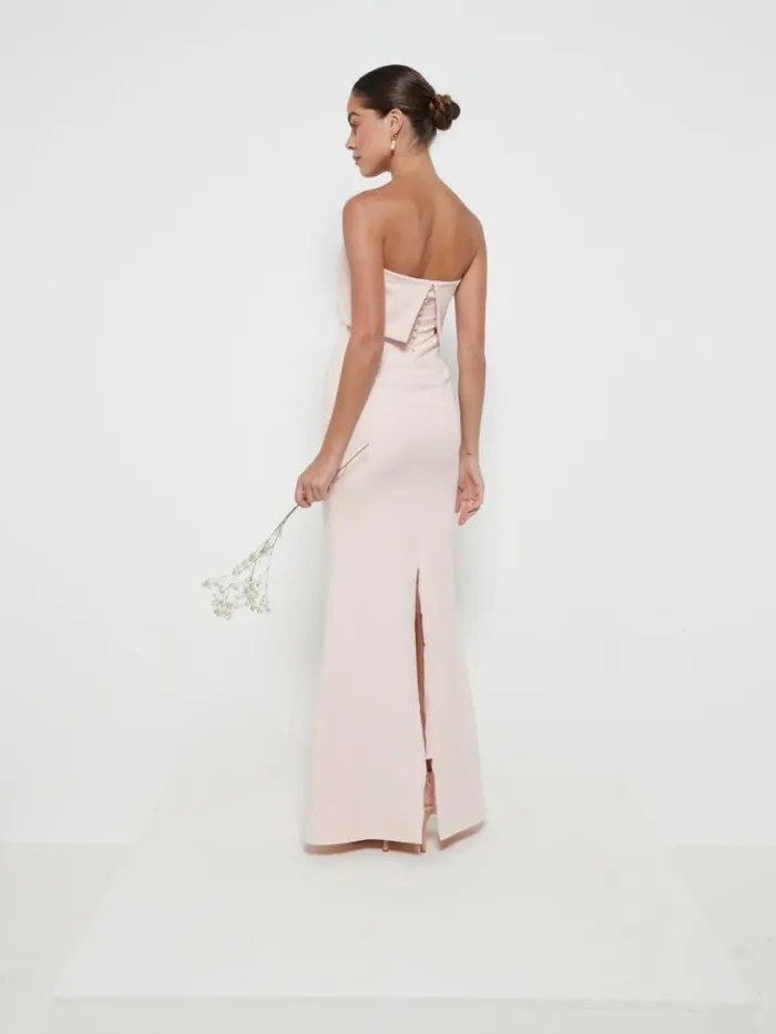Pretty Lavish Crepe Bridesmaid Dresses Women Julia Crepe Maxi Bridesmaid Dress Blush