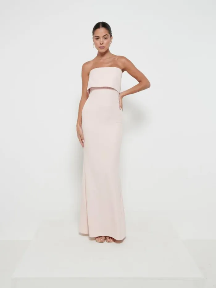 Pretty Lavish Crepe Bridesmaid Dresses Women Julia Crepe Maxi Bridesmaid Dress Blush