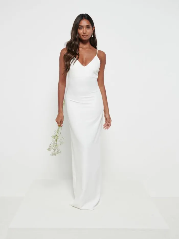 Pretty Lavish Crepe Bridesmaid Dresses Women Tillie VNeck Maxi Bridesmaid Dress Ivory Pretty Lavish Crepe Bridesmaid Dresses Women Tillie VNeck Maxi Bridesmaid Dress Ivory