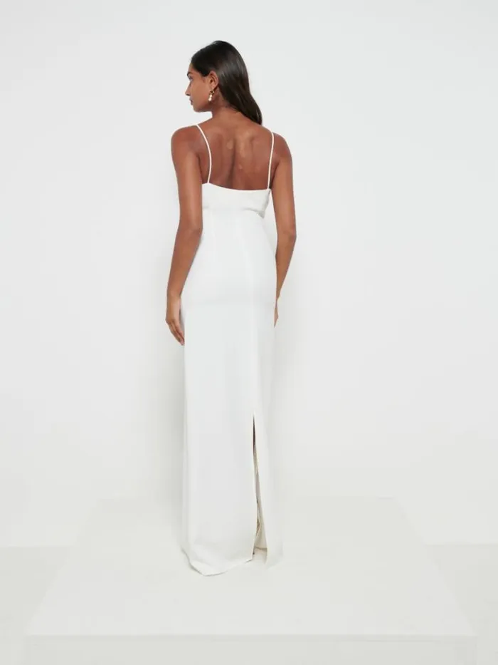 Pretty Lavish Crepe Bridesmaid Dresses Women Tillie VNeck Maxi Bridesmaid Dress Ivory
