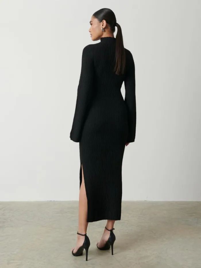 Pretty Lavish Curve Women Baylee Soft Knit Midaxi Dress Black