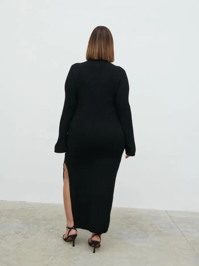 Pretty Lavish Curve Women Baylee Soft Knit Midaxi Dress Black