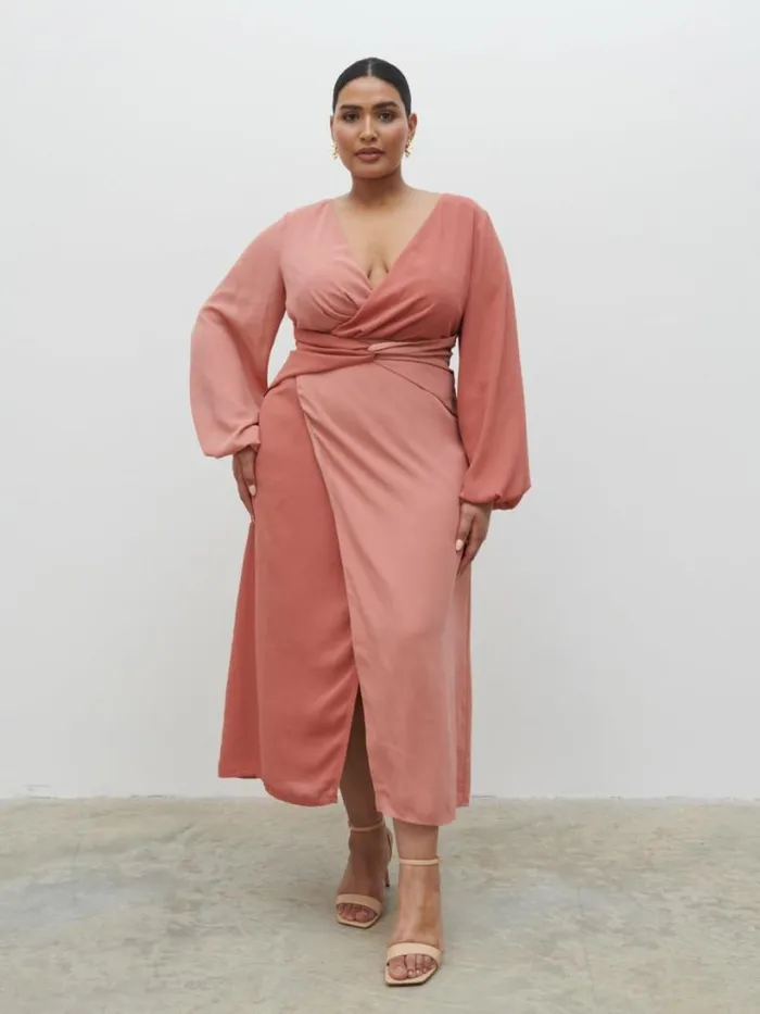 Pretty Lavish Curve Women Friena Knot Contrast Midaxi Dress Curve Terracotta And Dusky Rose Pretty Lavish Curve Women Friena Knot Contrast Midaxi Dress Curve Terracotta And Dusky Rose