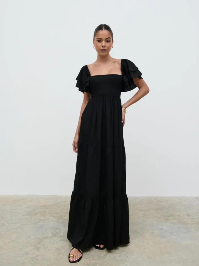 Pretty Lavish Dresses Women Althea Frill Easywear Day Dress Black