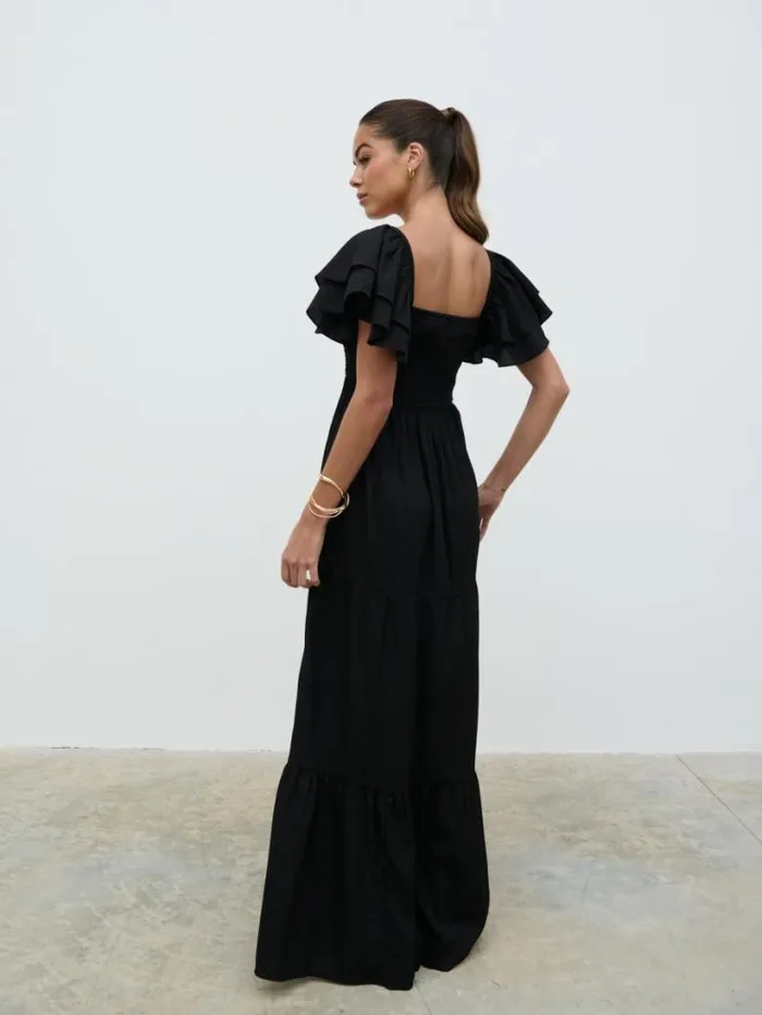 Pretty Lavish Dresses Women Althea Frill Easywear Day Dress Black
