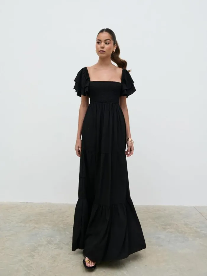 Pretty Lavish Dresses Women Althea Frill Easywear Day Dress Black