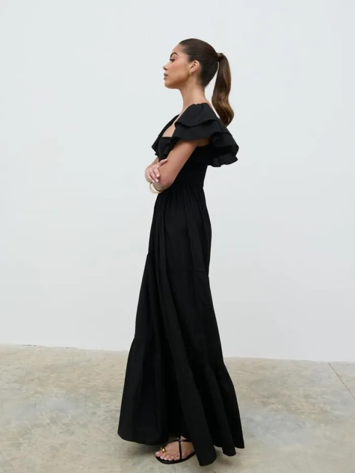 Pretty Lavish Dresses Women Althea Frill Easywear Day Dress Black