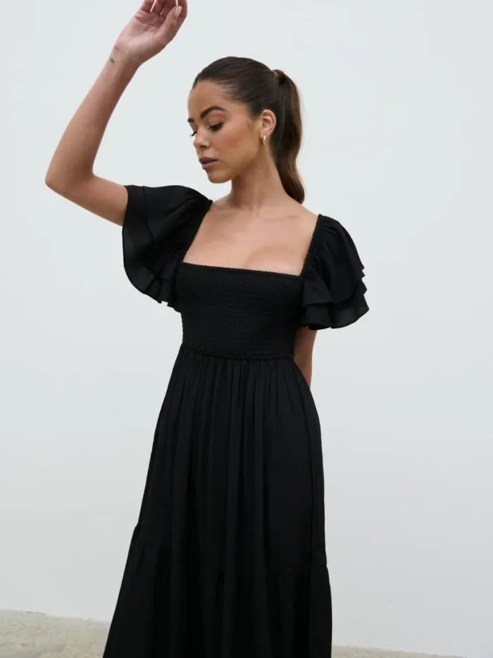 Pretty Lavish Dresses Women Althea Frill Easywear Day Dress Black