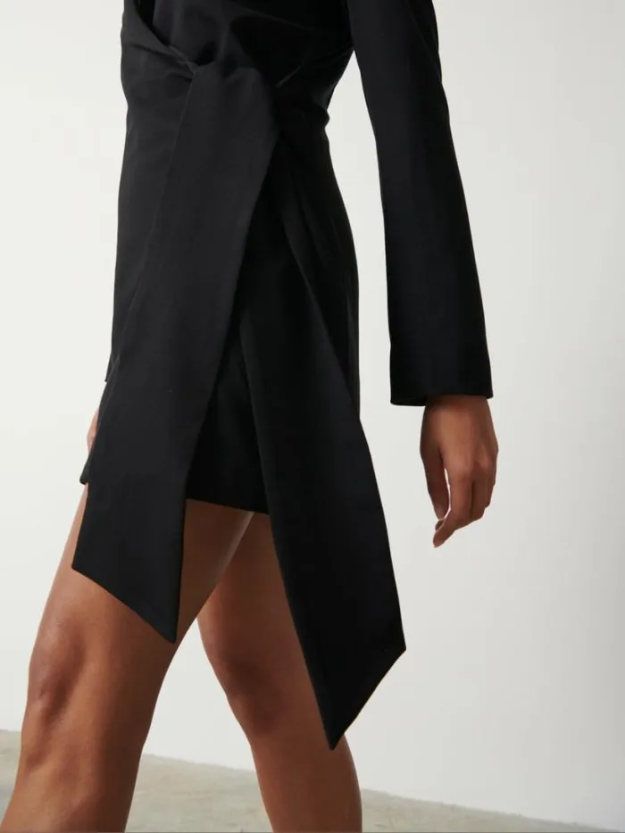Pretty Lavish Dresses Women Arielle Wrap Tie Blazer Dress Black