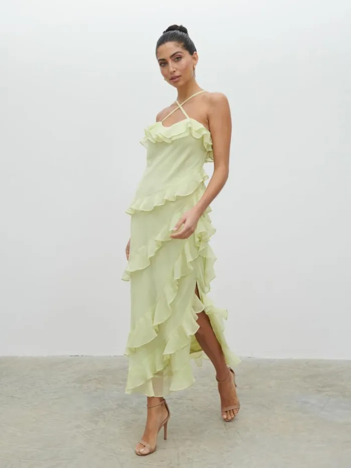 Pretty Lavish Dresses Women Aryana Ruffle Midaxi Dress Green