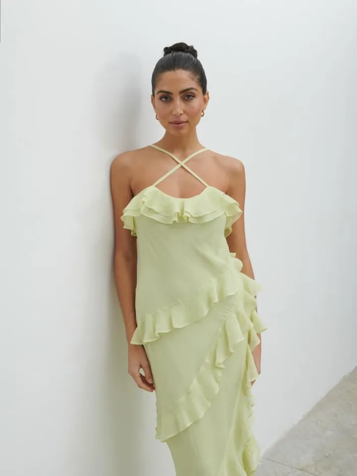 Pretty Lavish Dresses Women Aryana Ruffle Midaxi Dress Green