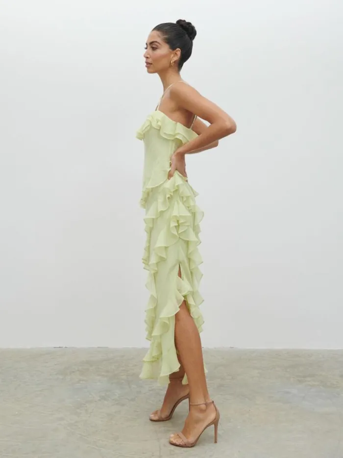 Pretty Lavish Dresses Women Aryana Ruffle Midaxi Dress Green