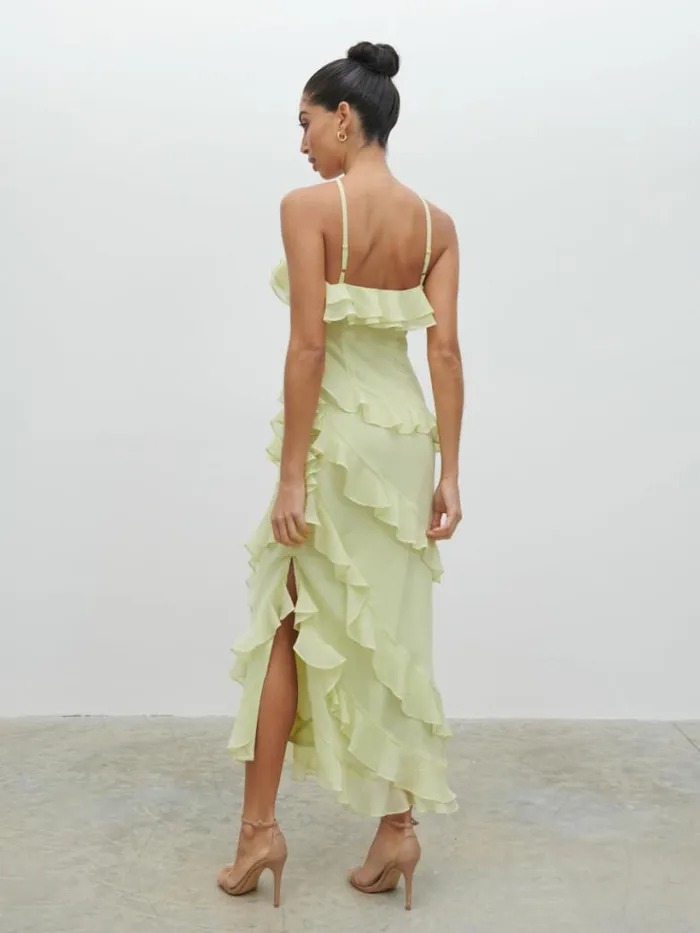 Pretty Lavish Dresses Women Aryana Ruffle Midaxi Dress Green
