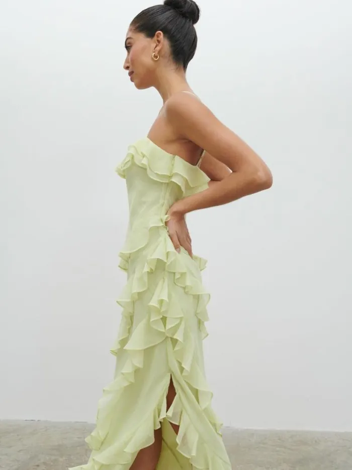 Pretty Lavish Dresses Women Aryana Ruffle Midaxi Dress Green