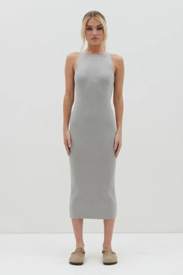 Pretty Lavish Dresses Women Billie Midi Ribbed Racer Dress Grey