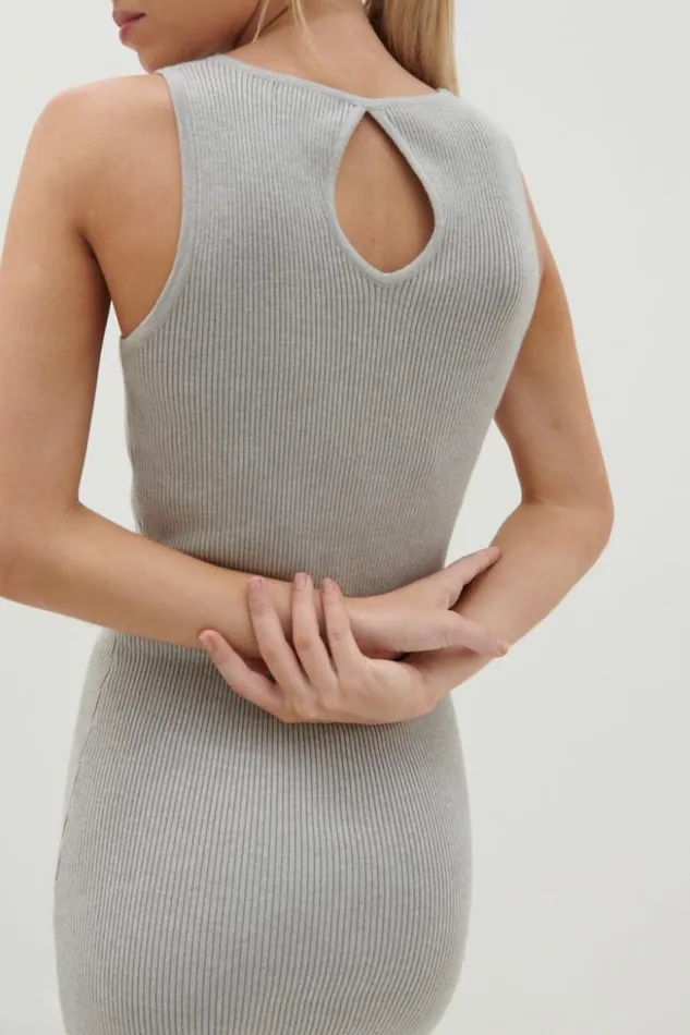 Pretty Lavish Dresses Women Billie Midi Ribbed Racer Dress Grey