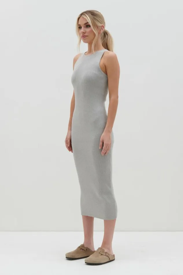 Pretty Lavish Dresses Women Billie Midi Ribbed Racer Dress Grey