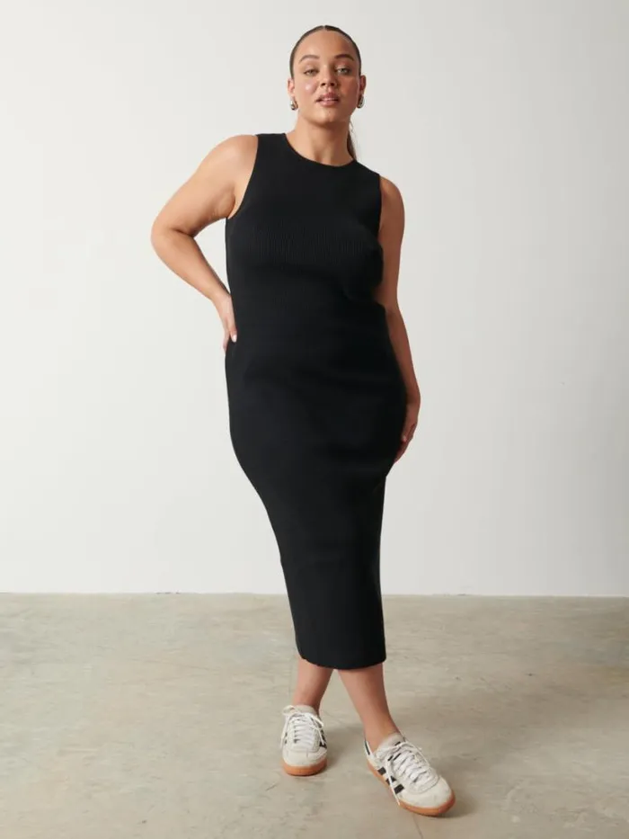 Pretty Lavish Dresses Women Billie Ribbed Racer Midi Dress Black
