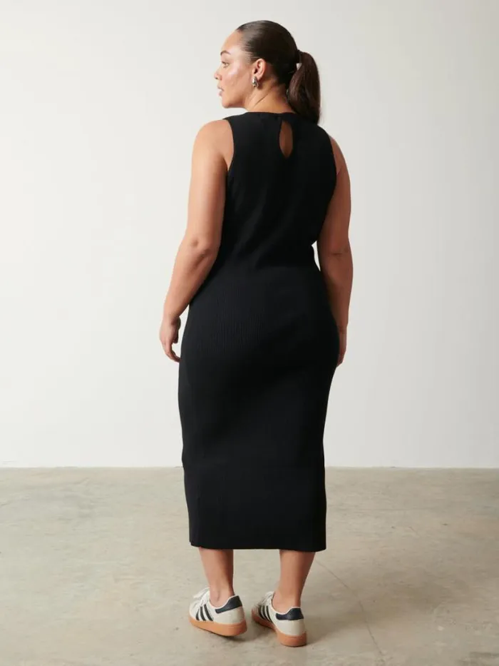Pretty Lavish Dresses Women Billie Ribbed Racer Midi Dress Black